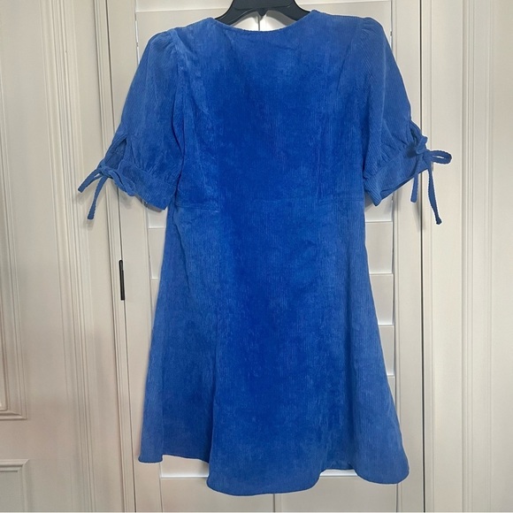 Day+Moon Sweetheart Blue Corduroy Button up Mini Dress Size Medium - Picture 10 of 15